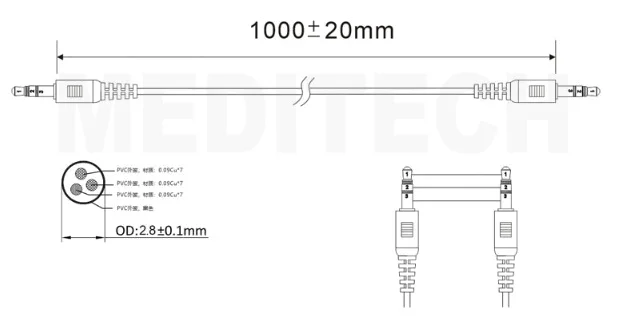  Audio cable,stereo cable para doppler fetal Sonotech.BabySonic,baby doppler